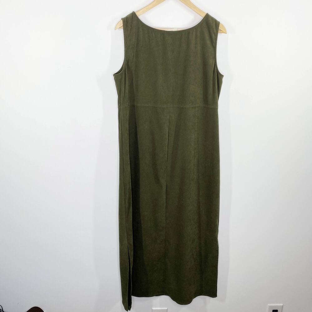 Amanda Smith Womens‎ Y2K Green Faux Suede Sleeveless Maxi Dress Size 14 Earthy - Picture 2 of 7